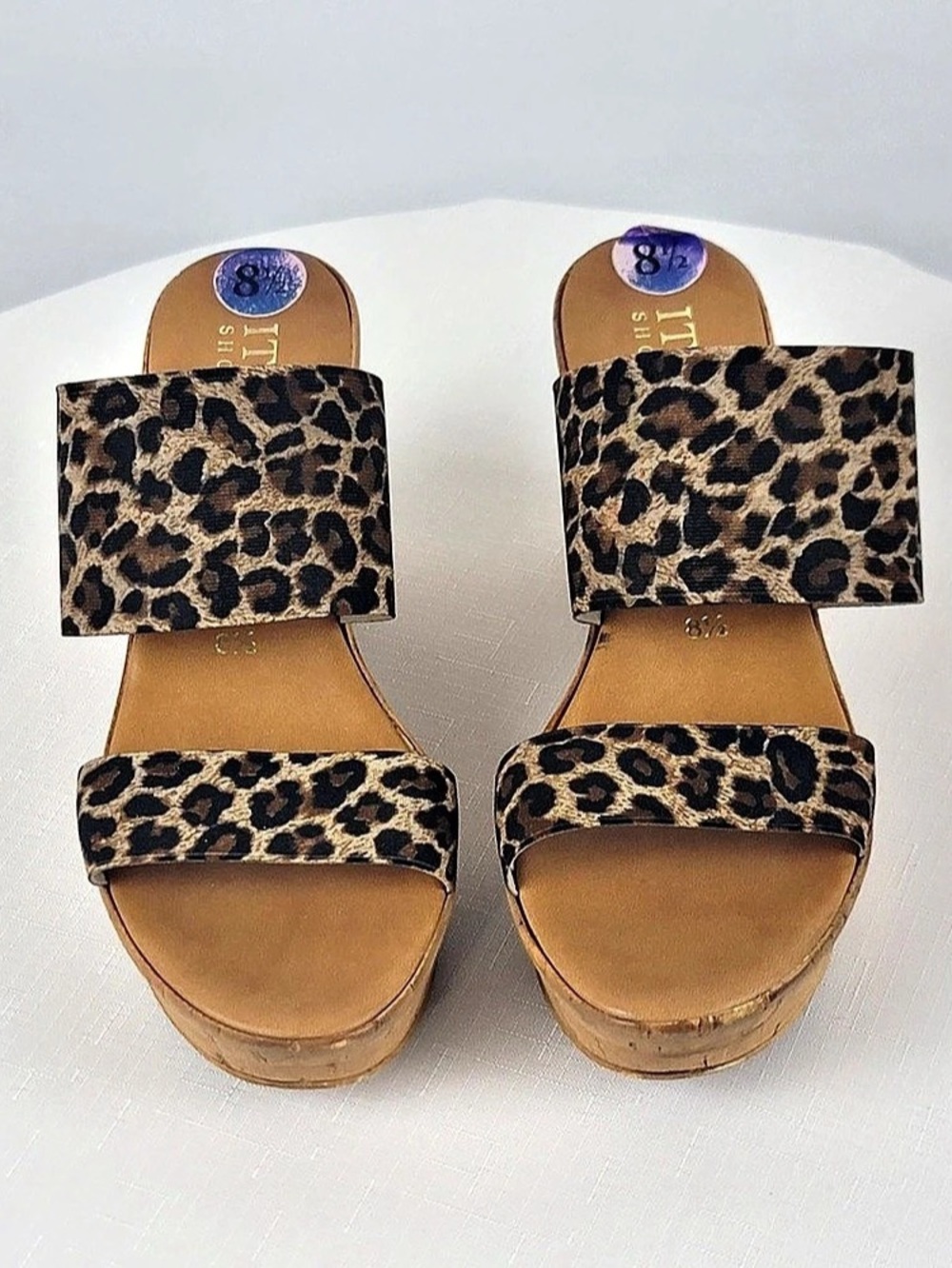 Italian Shoemakers Leopard Print Wedge Sandals US 8.5